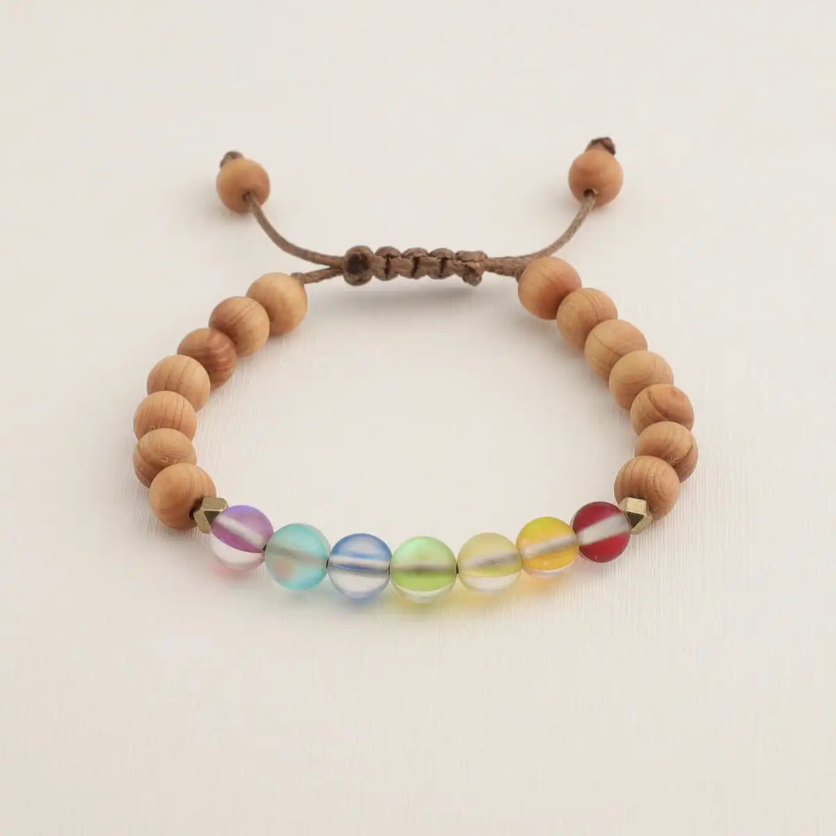 Glow Glass Chakra Kids Wood Bracelet