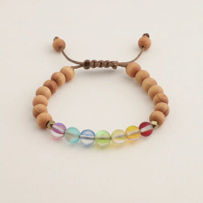 Glow Glass Chakra Kids Wood Bracelet