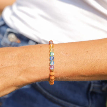 Glow Glass Chakra Wood Bracelet