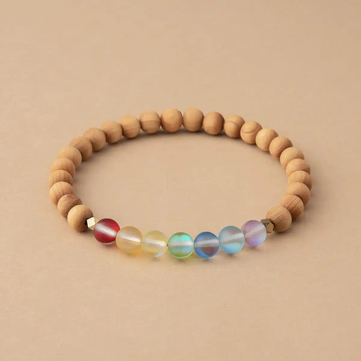 Glow Glass Chakra Wood Bracelet